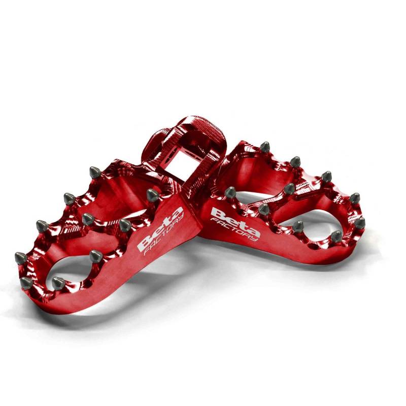 REPOSE-PIEDS - KIT RED RR BETA KIT REPOSE-PIEDS ERGAL ANODISE ROUGE BETA RR 125/200/250/300 2T - 350/390/430/480 RR 4T (2020-2022) origine AZMOTORS -DISPO