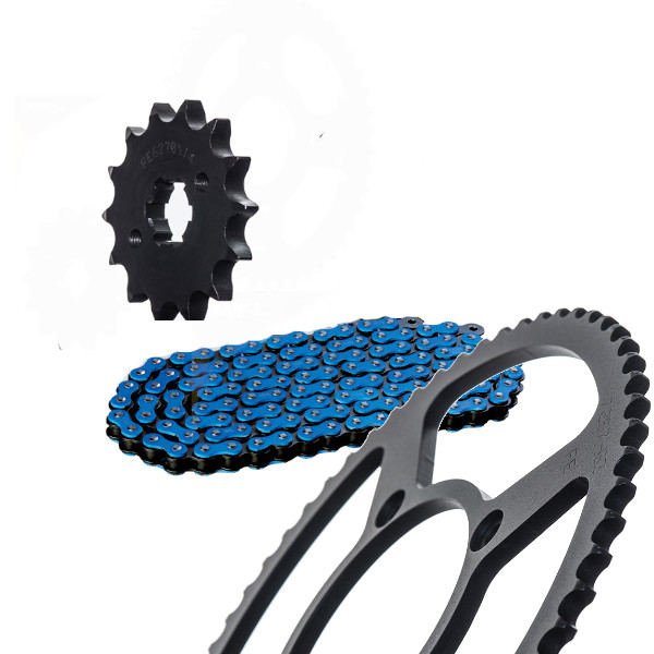 KIT CHAINE RR 125 4T ACIER BLEU (ADAPTABLE) 14X63/428MXZ (QUALITE ULTRA.RENFORCEE) KIT CHAINE RR 125 4T ACIER BLEU (ADAPTABLE) 14X63/428MXZ (QUALITE ULTRA.RENFORCEE)avec Attache Rapide. origine BETA -DISPO
