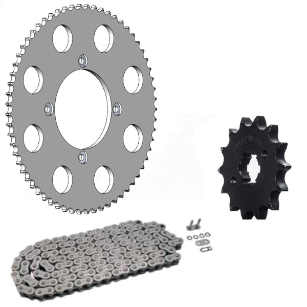 KIT CHAINE ALU RR 125 4T (ADAPTABLE) 14X63/428FEX (QUALITE XW RING SUPER.RENFORCEE) KIT CHAINE ALU RR 125 4T (ADAPTABLE) 14X63/428FEX (QUALITE XW RING SUPER.RENFORCEE)avec Attache Rapide. origine BETA -DISPO