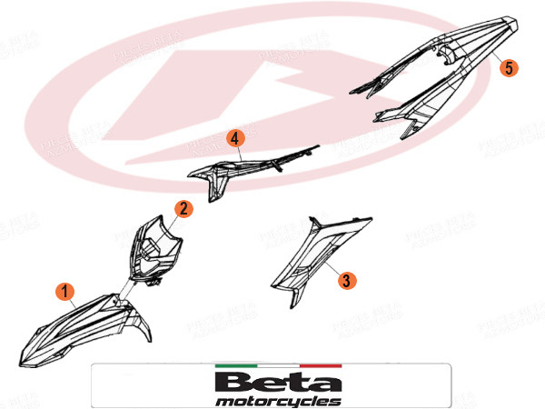 KIT CARENAGES BLANC ORIGINE BETA RR ENDURO 125 LC 4T (2021) LOT DE CARENAGES BLANC ORIGINE BETA RR ENDURO 125 4T (2021) origine BETA -DISPO