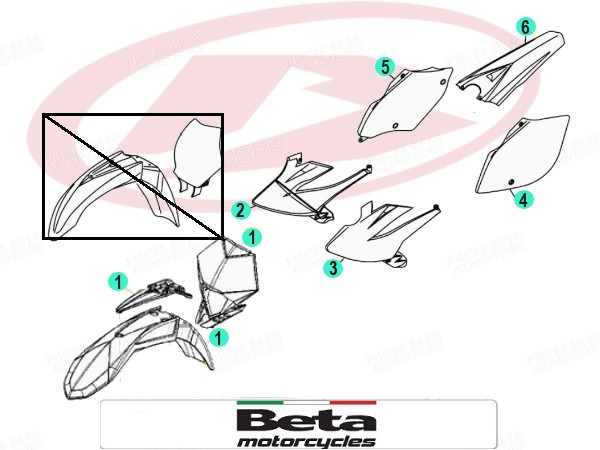 LOT DE CARENAGES BLANC ORIGINE BETA RR4T 400/450/525 (2006-2009)
