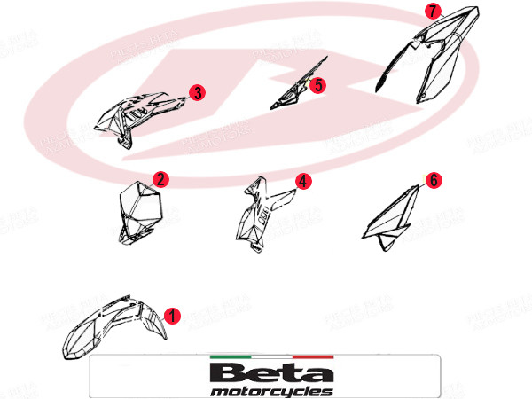 KIT CARENAGES ROUGE ORIGINE BETA RR4T 400/450/498/520 (2010-2012) LOT DE CARENAGES ROUGE ORIGINE BETA RR 4T 400/450/498/520 (2010-2012) origine BETA -DISPO