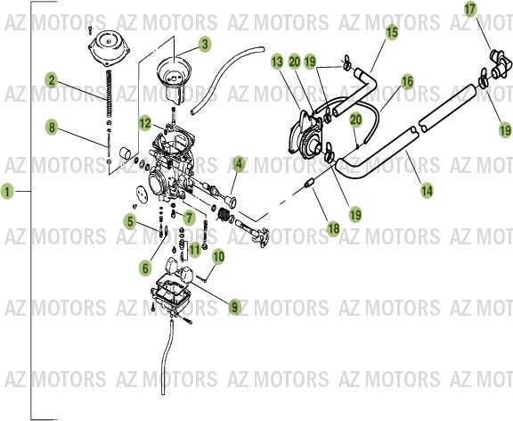 Carburateur AZMOTORS PiÃ¨ces ALP 125cc [2007]