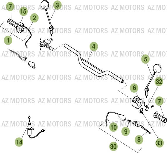 Commandes Guidon AZMOTORS PiÃ¨ces ALP 125cc [2007]