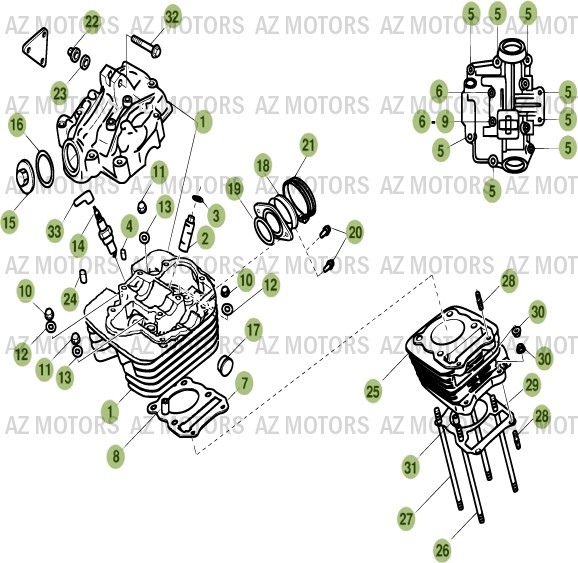 Cylindre Culasse Distribution AZMOTORS PiÃ¨ces ALP 125cc [2007]