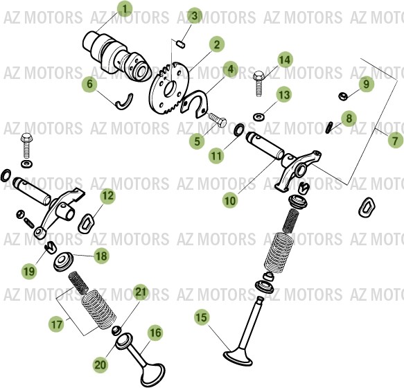 Cylindre Culasse Distribution 2 AZMOTORS PiÃ¨ces ALP 125cc [2007]