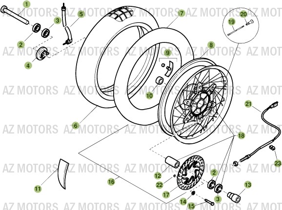 Roue Avant AZMOTORS PiÃ¨ces ALP 125cc [2007]