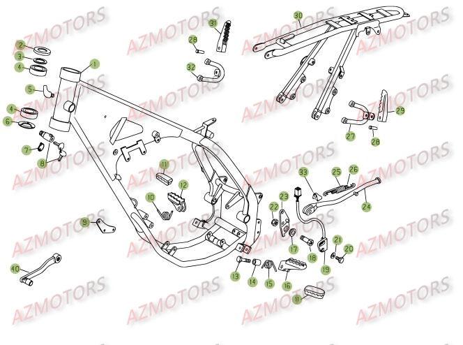 Accessoires Du Chassis AZMOTORS PiÃ¨ces Beta RE 125 4T - 2009