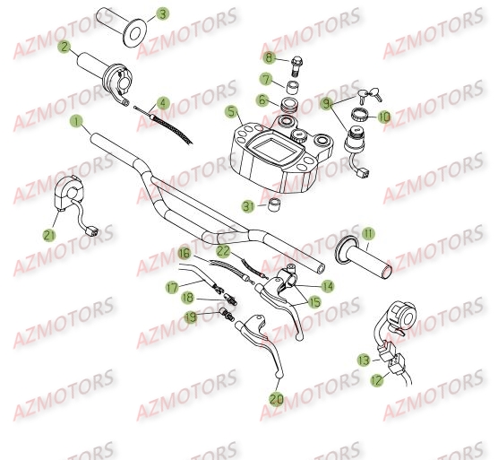 Commandes Guidon AZMOTORS PiÃ¨ces Beta RE 125 4T - 2009