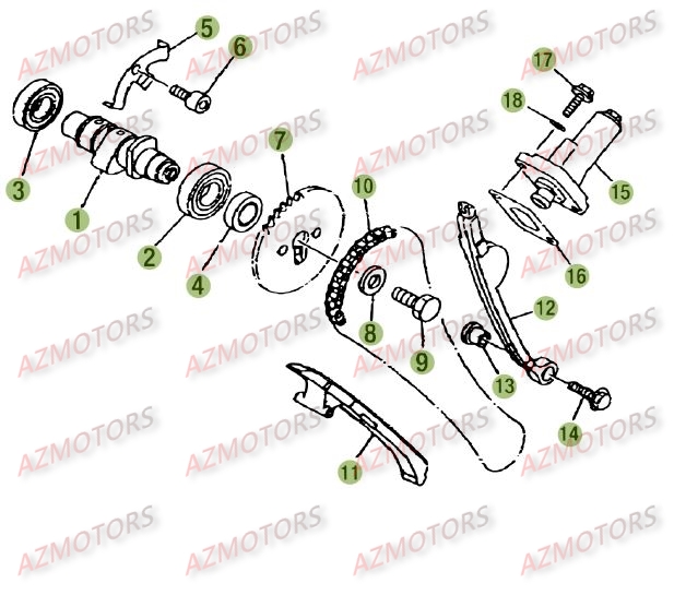 Cylindre Culasse Distribution 3 AZMOTORS PiÃ¨ces Beta RE 125 4T - 2009
