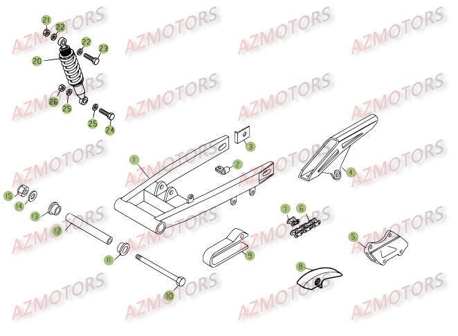 Fourche Arriere Suspension Ar AZMOTORS PiÃ¨ces Beta RE 125 4T - 2009