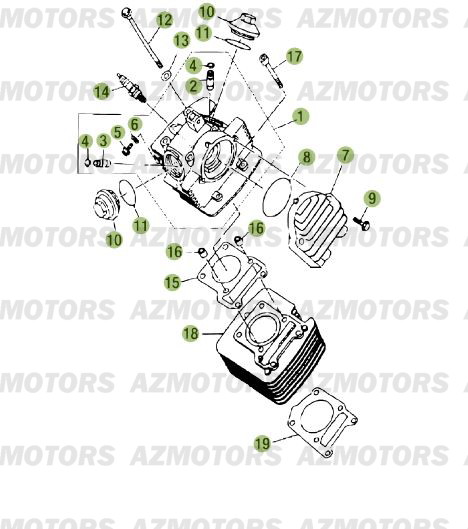 Cylindre Culasse Distribution AZMOTORS PiÃ¨ces Beta RE 125 4T - 2015-2014-2013