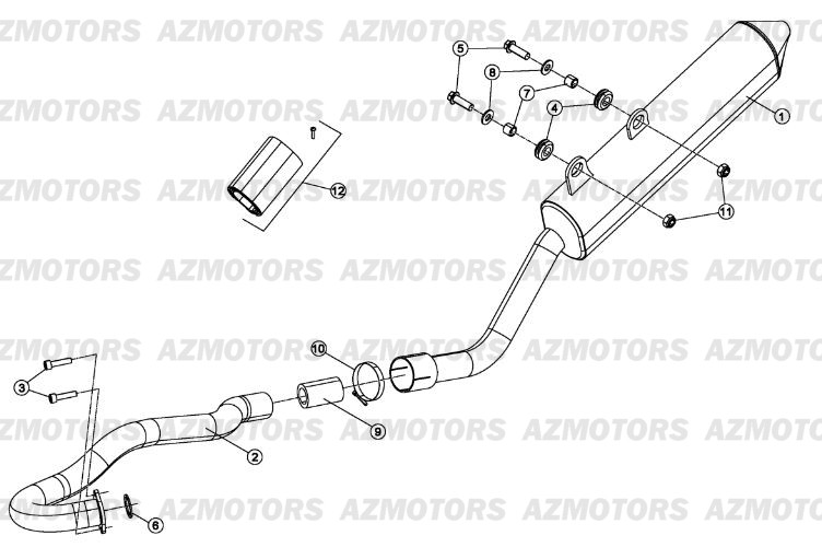Echappement AZMOTORS PiÃ¨ces Beta RE 125 4T - 2015-2014-2013