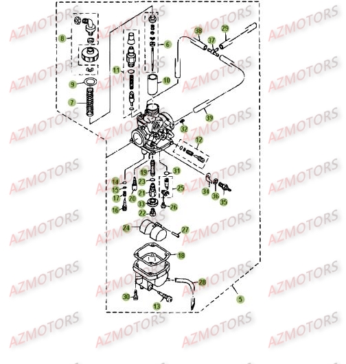 Carburateur 3 AZMOTORS PiÃ¨ces Beta RE 125 4T - 2008