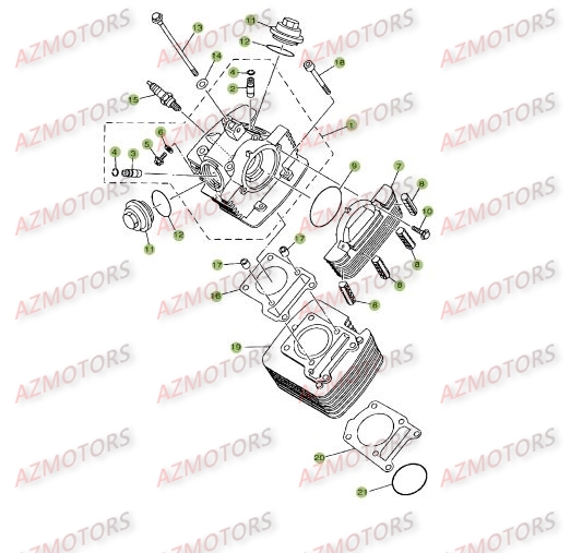 Cylindre Culasse Distribution AZMOTORS PiÃ¨ces Beta RE 125 4T - 2008