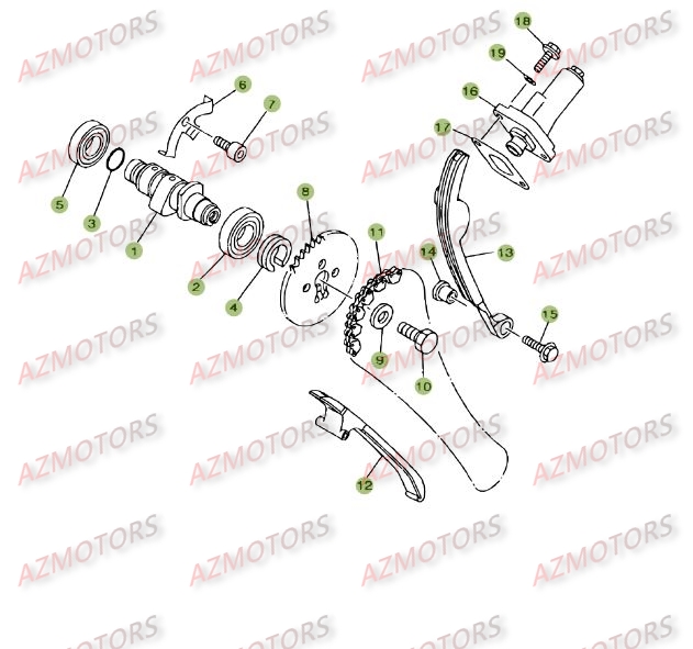 Cylindre Culasse Distribution 3 AZMOTORS PiÃ¨ces Beta RE 125 4T - 2008