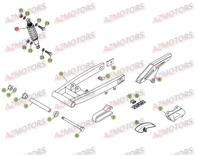 Fourche Arriere Suspension Ar AZMOTORS PiÃ¨ces Beta RE 125 4T - 2008