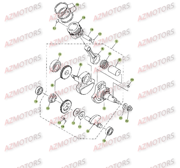 Vilebrequin Piston Contre Arbre AZMOTORS PiÃ¨ces Beta RE 125 4T - 2008