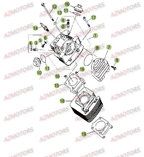 Cylindre Culasse Distribution AZMOTORS PiÃ¨ces Beta RE 125 4T - 2010-2011