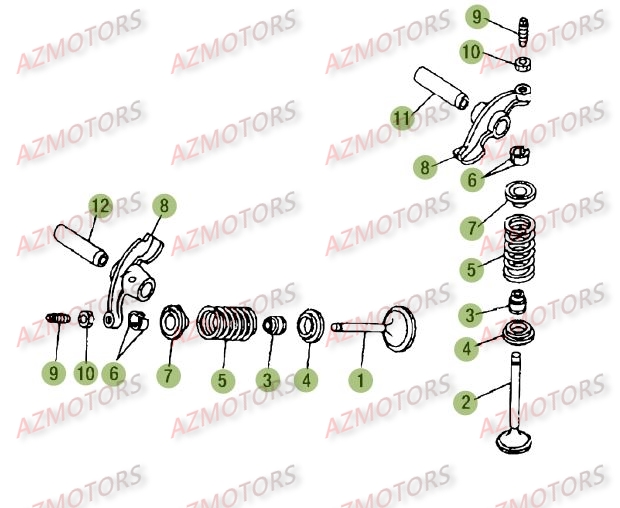 Cylindre Culasse Distribution 2 AZMOTORS PiÃ¨ces Beta RE 125 4T - 2010-2011
