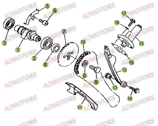 Cylindre Culasse Distribution 3 AZMOTORS PiÃ¨ces Beta RE 125 4T - 2010-2011