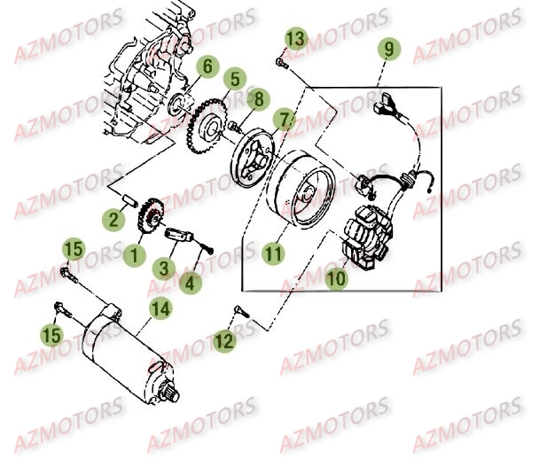 Demarrage Electrique AZMOTORS PiÃ¨ces Beta RE 125 4T - 2010-2011