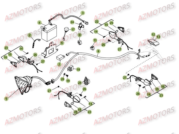 Installation Electrique AZMOTORS PiÃ¨ces Beta RE 125 4T - 2010-2011