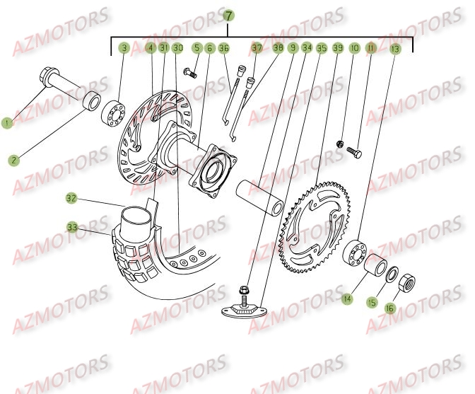 Roue Arriere AZMOTORS PiÃ¨ces Beta RE 125 4T - 2010-2011