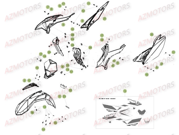 Carenages Avant AZMOTORS PiÃ¨ces Beta RE 125 4T - 2016