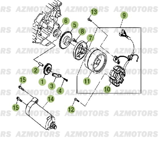 Demarrage Electrique AZMOTORS PiÃ¨ces Beta RR 125 Enduro 4T - 2015-2014-2013