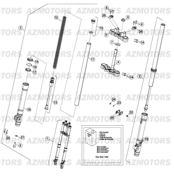Fourche No Serie 1505 A 99999 AZMOTORS PiÃ¨ces Beta RR 125 Enduro 4T - 2015-2014-2013