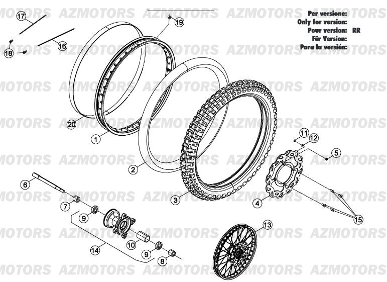 Roue Avant No Serie 1505 A 99999 AZMOTORS PiÃ¨ces Beta RR 125 Enduro 4T - 2015-2014-2013