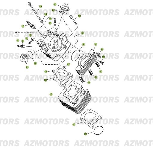 Cylindre Culasse Distribution AZMOTORS PiÃ¨ces Beta RR 125 Enduro 4T - 2007