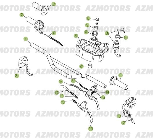 Commandes Guidon AZMOTORS PiÃ¨ces Beta RR 125 Enduro 4T EURO3 - 2008