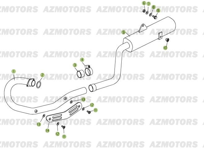 Echappement AZMOTORS PiÃ¨ces Beta RR 125 Enduro 4T EURO3 - 2008