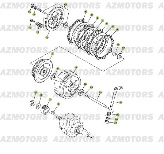 Transmission Embrayage AZMOTORS PiÃ¨ces Beta RR 125 Enduro 4T EURO3 - 2008