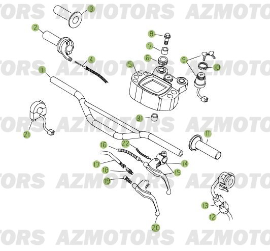 Commandes   Guidon AZMOTORS PiÃ¨ces Beta RR 125 Enduro 4T - 2009