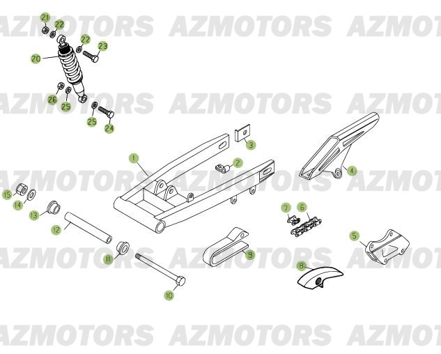 Fourche Arriere   Suspension Ar AZMOTORS PiÃ¨ces Beta RR 125 Enduro 4T - 2009