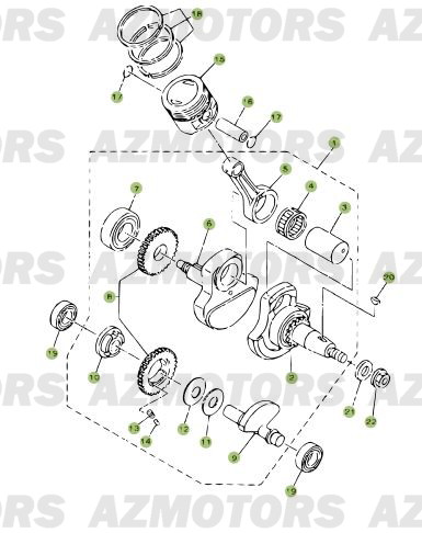 Vilebrequin   Piston   Contre Arbre AZMOTORS PiÃ¨ces Beta RR 125 Enduro 4T - 2009