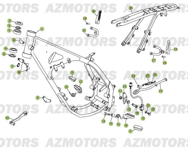 Accessoires Du Chassis AZMOTORS PiÃ¨ces Beta RR 125 Enduro 4T - 2012/2010 CHASSIS 001052 Ã  001140