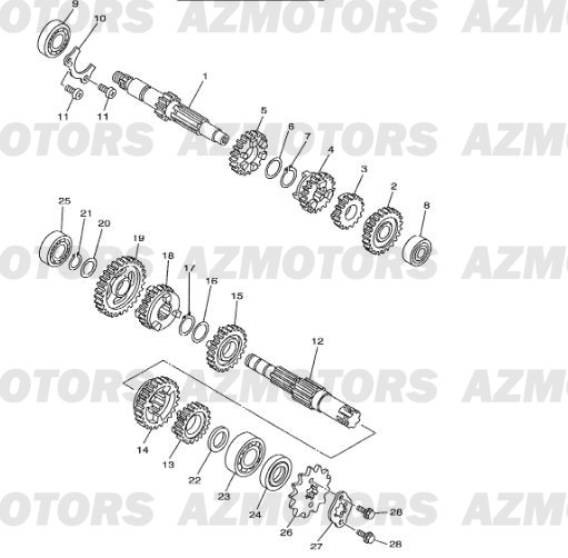 Boite A Vitesses AZMOTORS PiÃ¨ces Beta RR 125 Enduro 4T - 2012/2010 CHASSIS 001052 Ã  001140