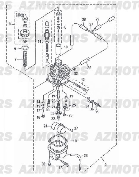 Carburateur 3 AZMOTORS PiÃ¨ces Beta RR 125 Enduro 4T - 2012/2010 CHASSIS 001052 Ã  001140