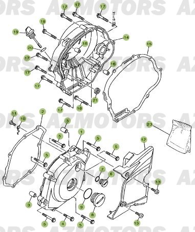 Carter 2 AZMOTORS PiÃ¨ces Beta RR 125 Enduro 4T - 2012/2010 CHASSIS 001052 Ã  001140
