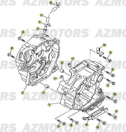 Carter AZMOTORS PiÃ¨ces Beta RR 125 Enduro 4T - 2012/2010 CHASSIS 001052 Ã  001140