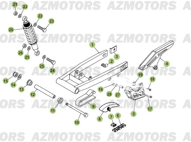 Fourche Arriere   Suspension Ar AZMOTORS PiÃ¨ces Beta RR 125 Enduro 4T - 2012/2010 CHASSIS 001052 Ã  001140