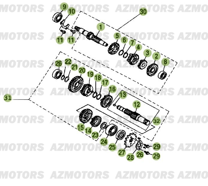 Boite A Vitesses AZMOTORS PiÃ¨ces Beta RR 125 Enduro 4T - 2012/2010 CHASSIS 001141 Ã  999999 
