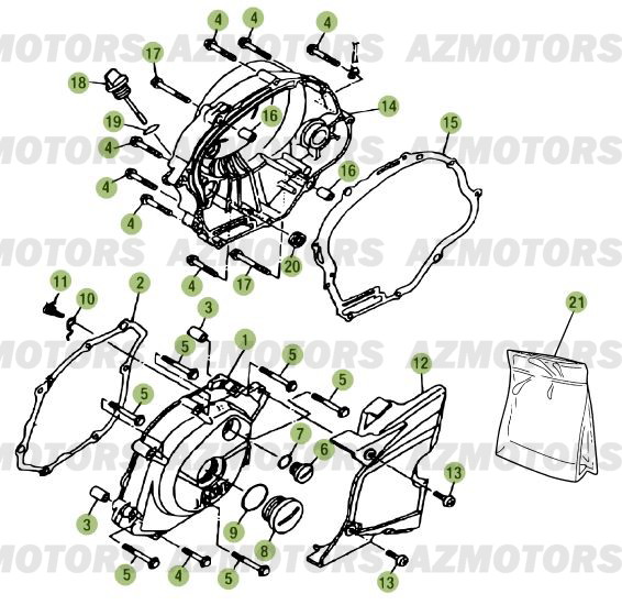 Carter 2 AZMOTORS PiÃ¨ces Beta RR 125 Enduro 4T - 2012/2010 CHASSIS 001141 Ã  999999 