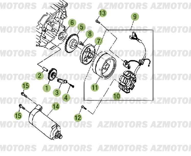 Demarrage Electrique AZMOTORS PiÃ¨ces Beta RR 125 Enduro 4T - 2012/2010 CHASSIS 001141 Ã  999999 
