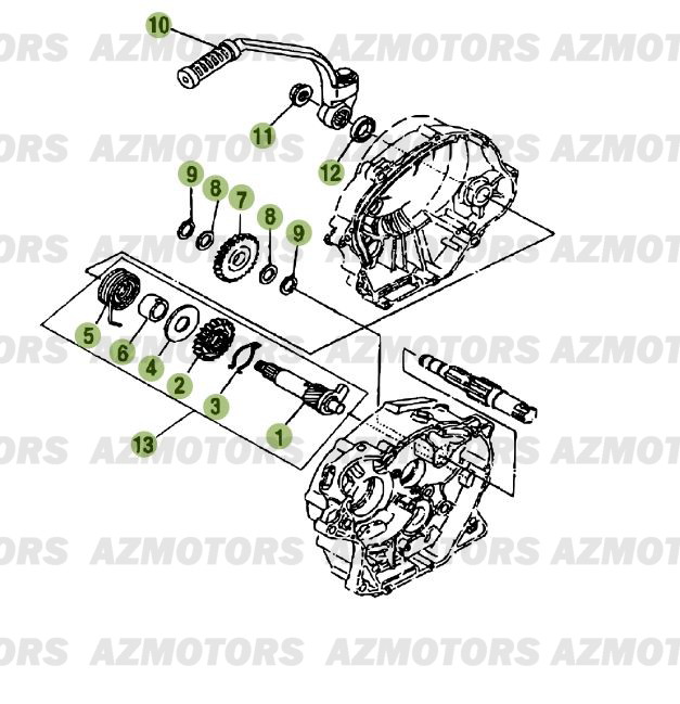 Kick   Starter AZMOTORS PiÃ¨ces Beta RR 125 Enduro 4T - 2012/2010 CHASSIS 001141 Ã  999999 