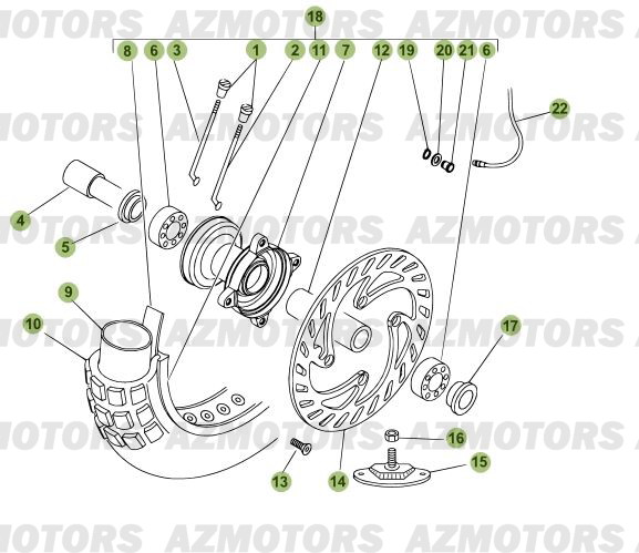 Roue Avant AZMOTORS PiÃ¨ces Beta RR 125 Enduro 4T - 2012/2010 CHASSIS 001141 Ã  999999 